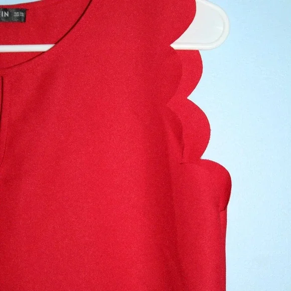 SHEIN Red High Neck Key-Hole Neckline Flutter Sleeves XS - Picture 6 of 13